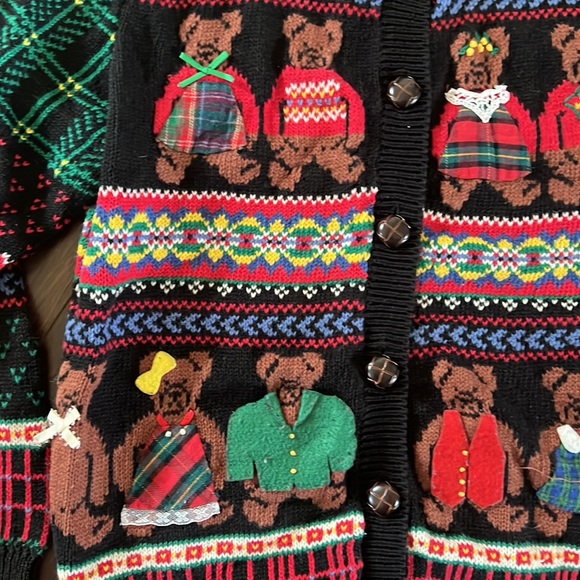 Vintage Susan Bristol teddy bear cardigan, size small Christmas sweater - Picture 3 of 9